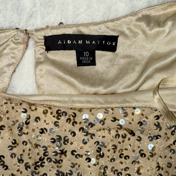 NWT Aidan Mattox Gold Sequin Mini Dress 100% Silk Size 10 - Picture 10 of 12